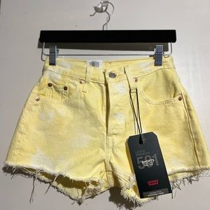 Levi’s 501 High Rise Tye Dye Yellow Denim Shorts (23)